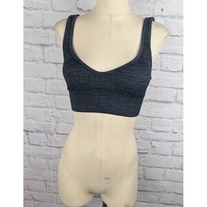 Avocado Women's Margot Plunge Sports Bra Mid Navy Size M/L Ribbed